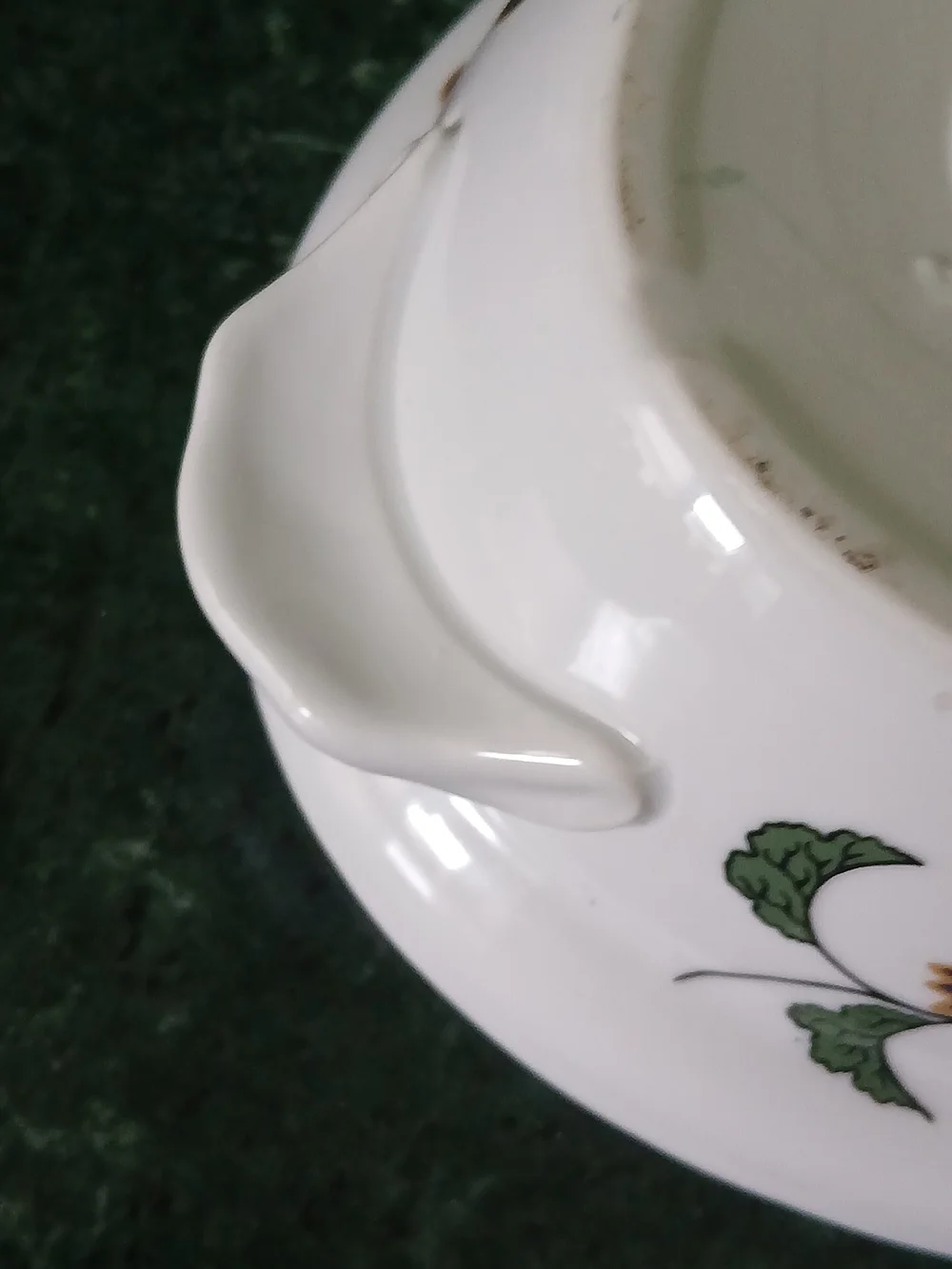 Royal Worcester White Covered Casserole with Orange Floral & Purple Vine Motif